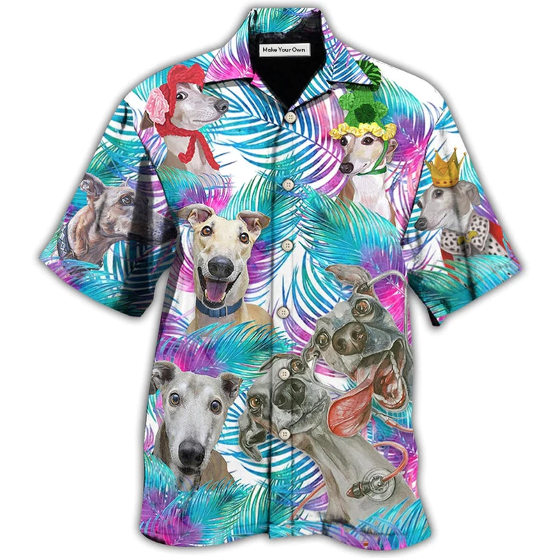 Hawaiian Shirt / Adults / S Greyhound Tropical Leaf Style - Hawaiian Shirt - Reefox
