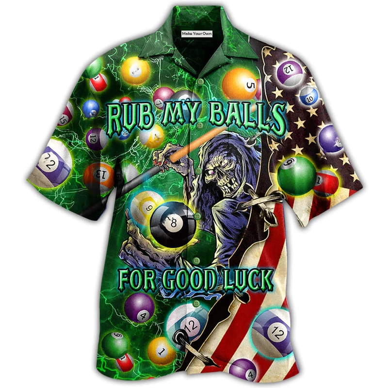 Hawaiian Shirt / Adults / S Billiard Rub My Balls For Good Luck America - Hawaiian Shirt - Reefox