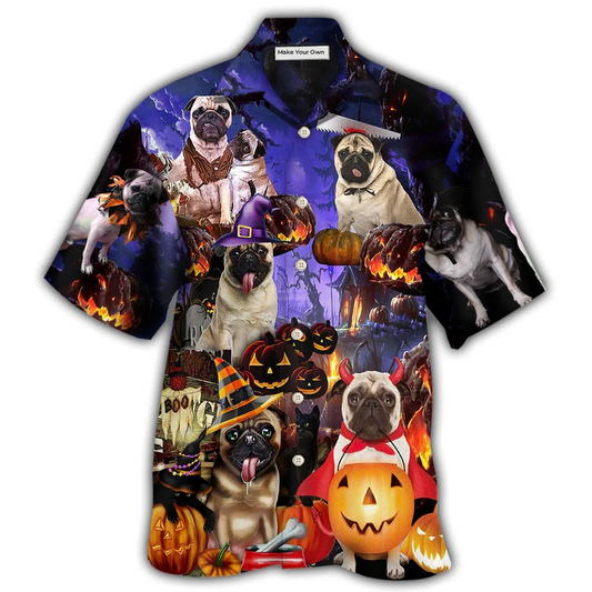 Hawaiian Shirt / Adults / S Halloween - Pug Never Mind The Witch - Hawaiian Shirt - Reefox