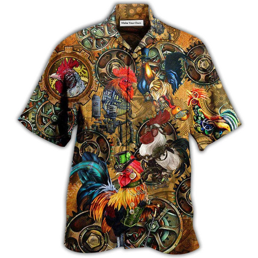 Hawaiian Shirt / Adults / S Chicken Rooster Steampunk - Hawaiian Shirt - Reefox