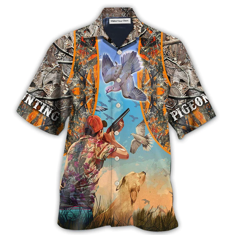 Hawaiian Shirt / Adults / S Hunting Pigeon Hunting Orange - Hawaiian Shirt - Reefox