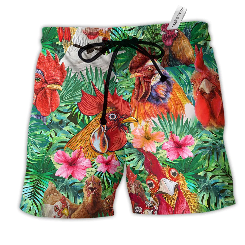 Beach Short / Adults / S Chicken Loves Summer Farm - Beach Short Reefox - Owls Matrix LTD