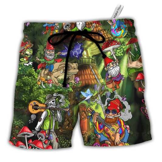 Hippie Mushroom Peace Love Life Color - Beach Short Reefox - Owls Matrix LTD