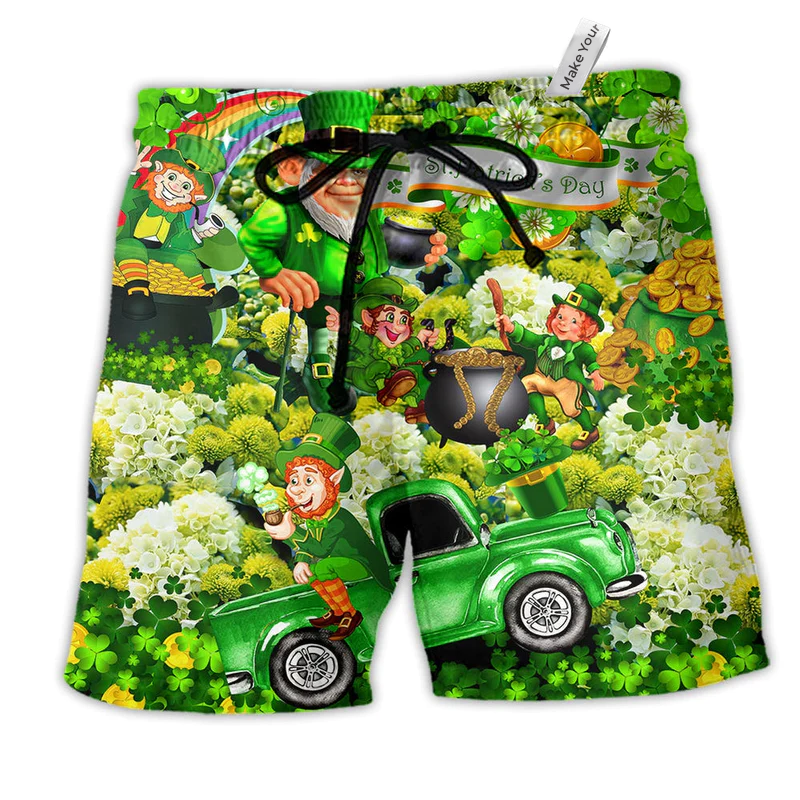 Beach Short / Adults / S Irish Wish You A Happy Saint Patrick's Day Green - Beach Short Reefox - Owls Matrix LTD