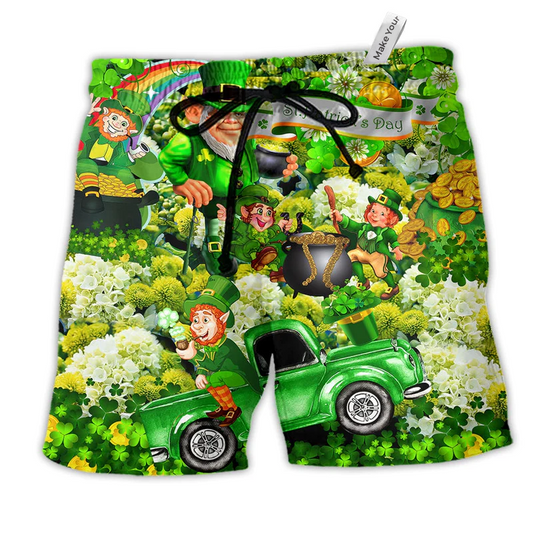 Beach Short / Adults / S Irish Wish You A Happy Saint Patrick's Day Green - Beach Short Reefox - Owls Matrix LTD