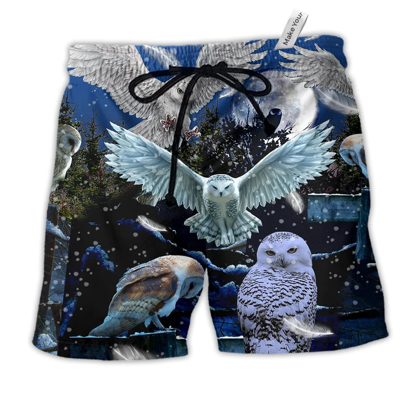 Beach Short / Adults / S Owl Sing At Silent Night - Beach Short Reefox - Owls Matrix LTD