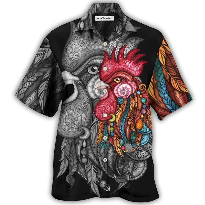 Hawaiian Shirt / Adults / S Chicken Rooster Black And Color - Hawaiian Shirt - Reefox