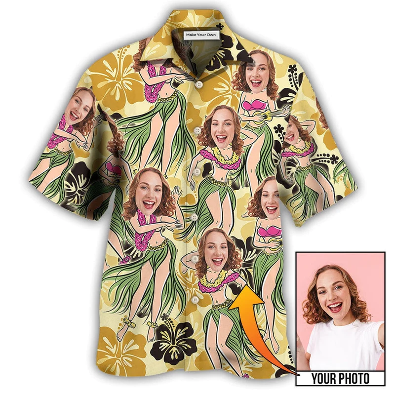 Hawaiian Shirt / Adults / S Woman Face Custom Photo Aloha Tropical - Hawaiian Shirt - Reefox