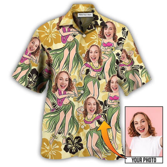 Hawaiian Shirt / Adults / S Woman Face Custom Photo Aloha Tropical - Hawaiian Shirt - Reefox