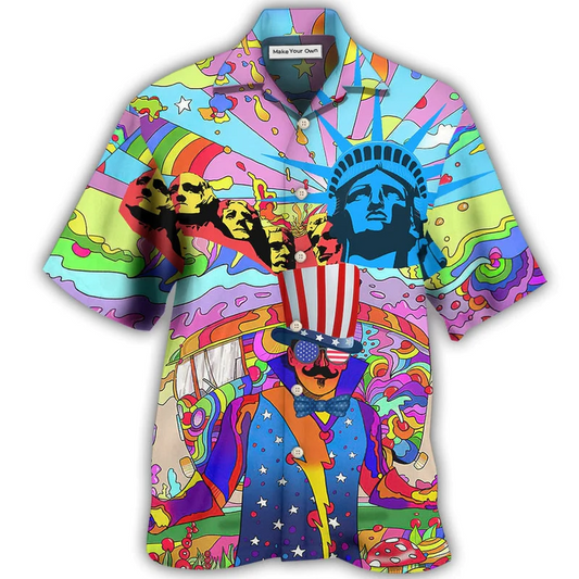 Hawaiian Shirt / Adults / S Hippie Independence Day America - Hawaiian Shirt - Reefox