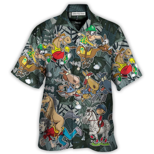 Horse Racing Funny Art - Hawaiian Shirt - Reefox