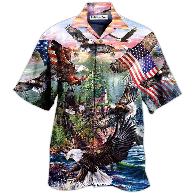 Hawaiian Shirt / Adults / S America Eagle Spirit Of America - Hawaiian Shirt - Reefox