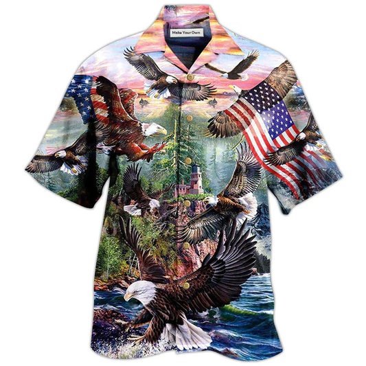 Hawaiian Shirt / Adults / S America Eagle Spirit Of America - Hawaiian Shirt - Reefox