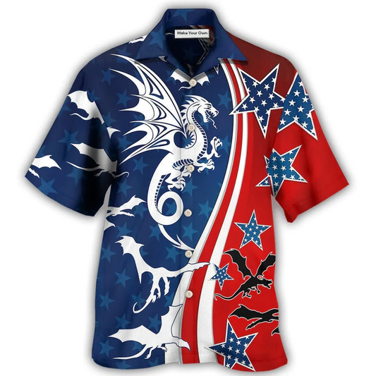 Hawaiian Shirt / Adults / S Dragon Independence Day America - Hawaiian Shirt - Reefox