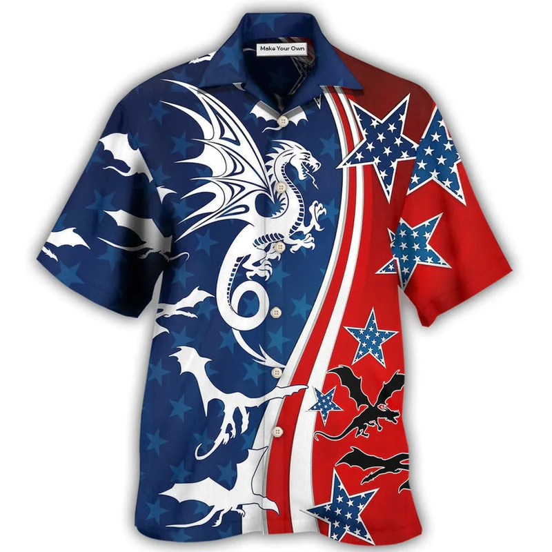 Hawaiian Shirt / Adults / S Dragon Independence Day America - Hawaiian Shirt - Reefox