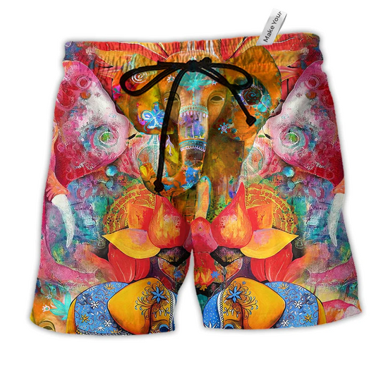 Beach Short / Adults / S Hippie Elephant Amazing Color - Beach Short Reefox - Owls Matrix LTD