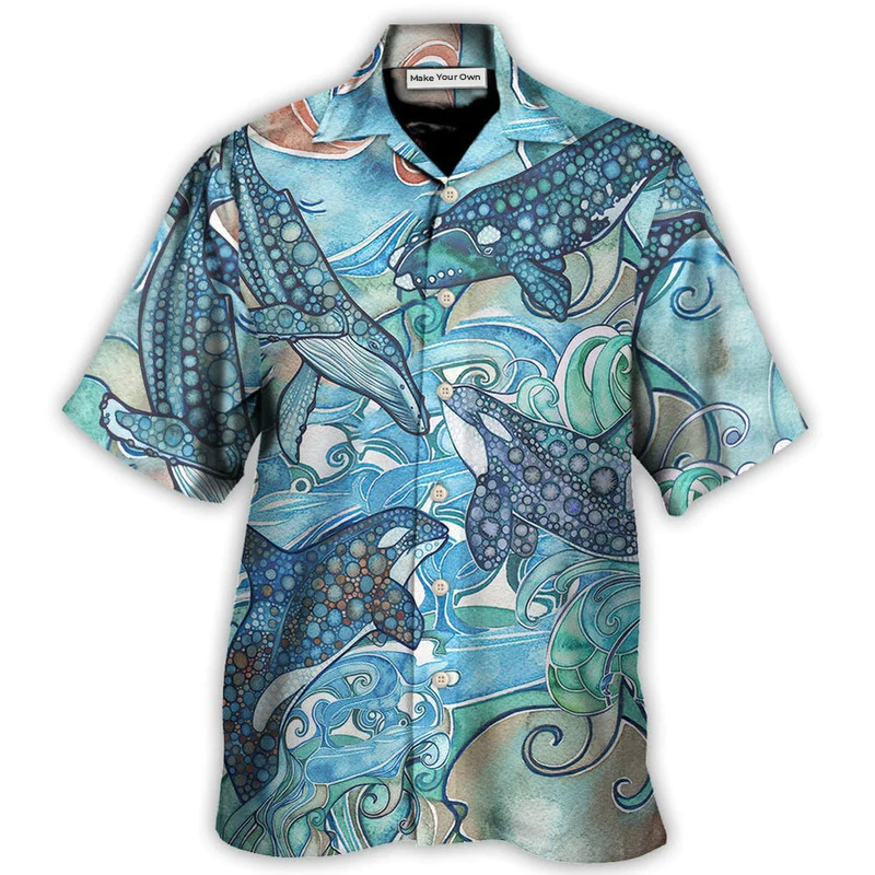 Hawaiian Shirt / Adults / S Shark Jumping In The Ocean Stained Glass - Hawaiian Shirt - Reefox