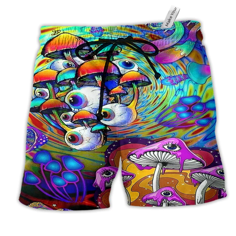 Beach Short / Adults / S Hippie Peace Life Style Mushroom - Beach Short Reefox - Owls Matrix LTD