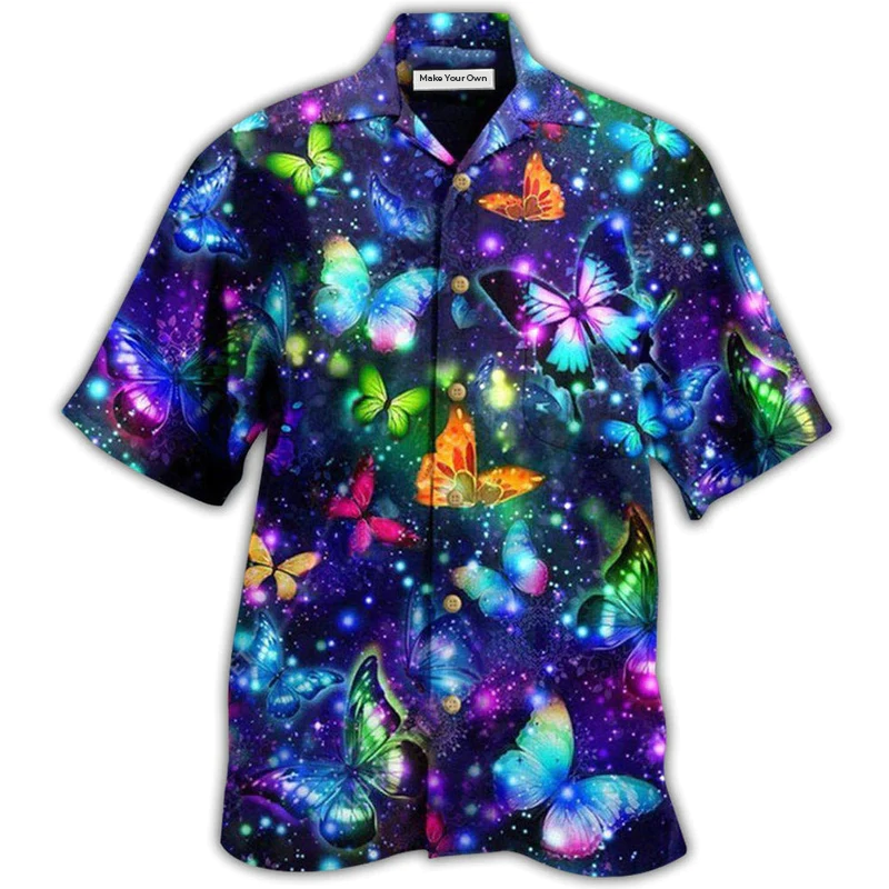 Hawaiian Shirt / Adults / S Butterfly Colorful In Dark - Hawaiian Shirt - Reefox