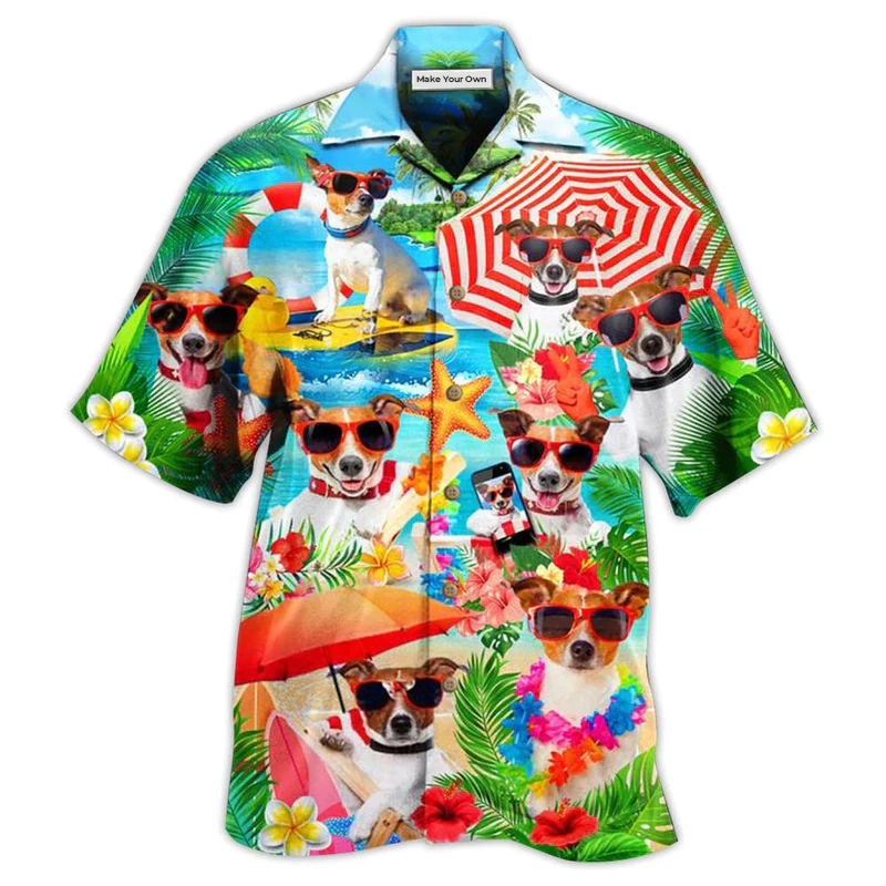Hawaiian Shirt / Adults / S Jack Russell Terrier Dog Love Beach - Hawaiian Shirt - Reefox