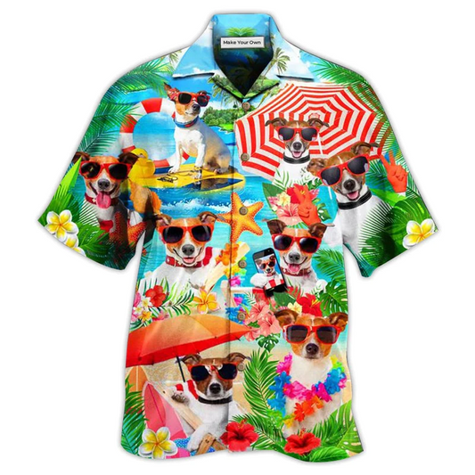 Hawaiian Shirt / Adults / S Jack Russell Terrier Dog Love Beach - Hawaiian Shirt - Reefox