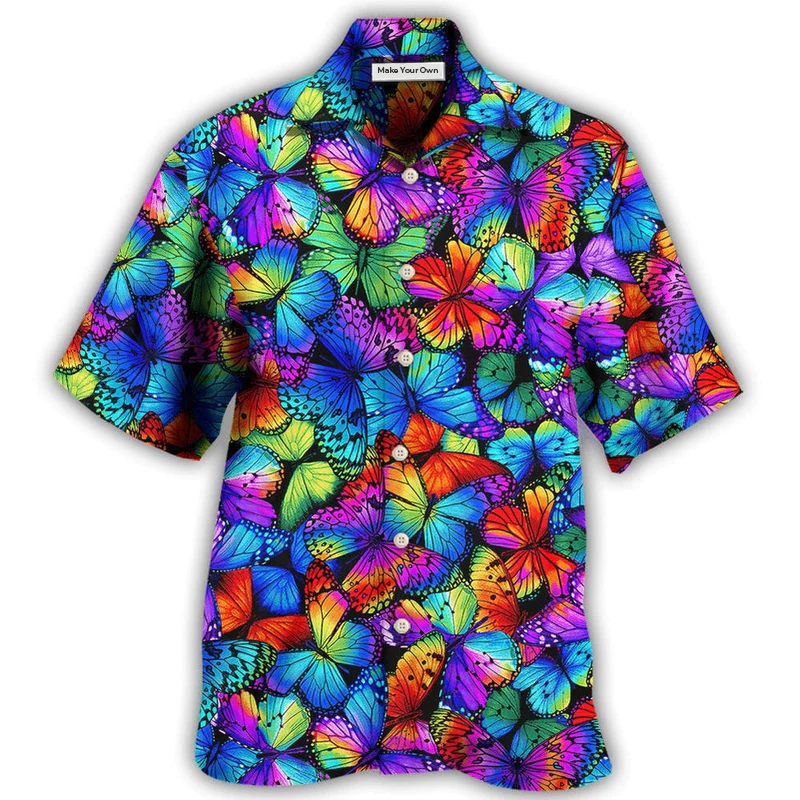 Hawaiian Shirt / Adults / S Butterfly Multi Bright Butterflies - Hawaiian Shirt - Reefox