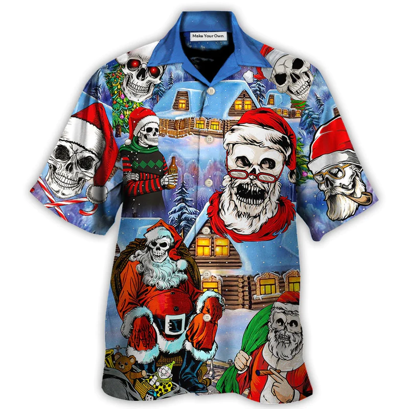 Hawaiian Shirt / Adults / S Christmas Skull Santa In The Town Love Xmas - Hawaiian Shirt - Reefox