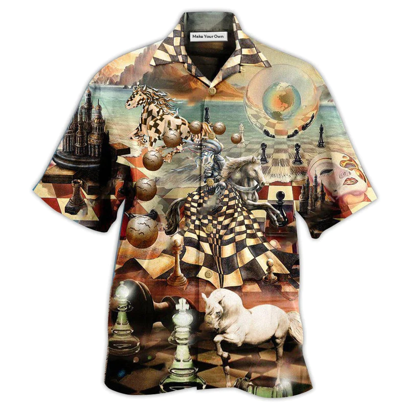 Hawaiian Shirt / Adults / S Chess Power Of The Knights In Chess Vintage - Hawaiian Shirt - Reefox