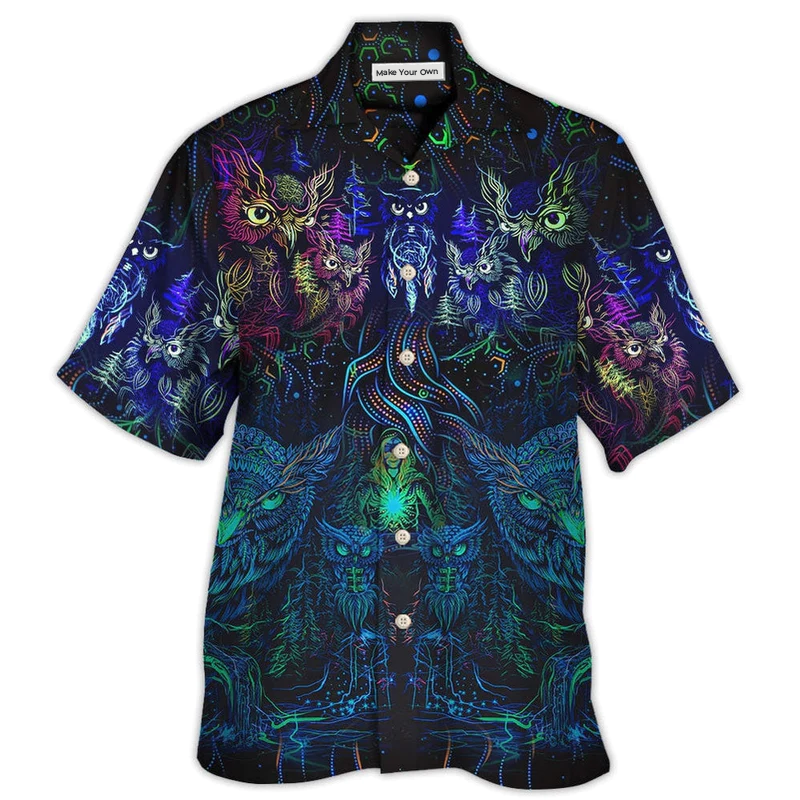 Hawaiian Shirt / Adults / S Owl And Witch Darkness Colorful - Hawaiian Shirt - Reefox
