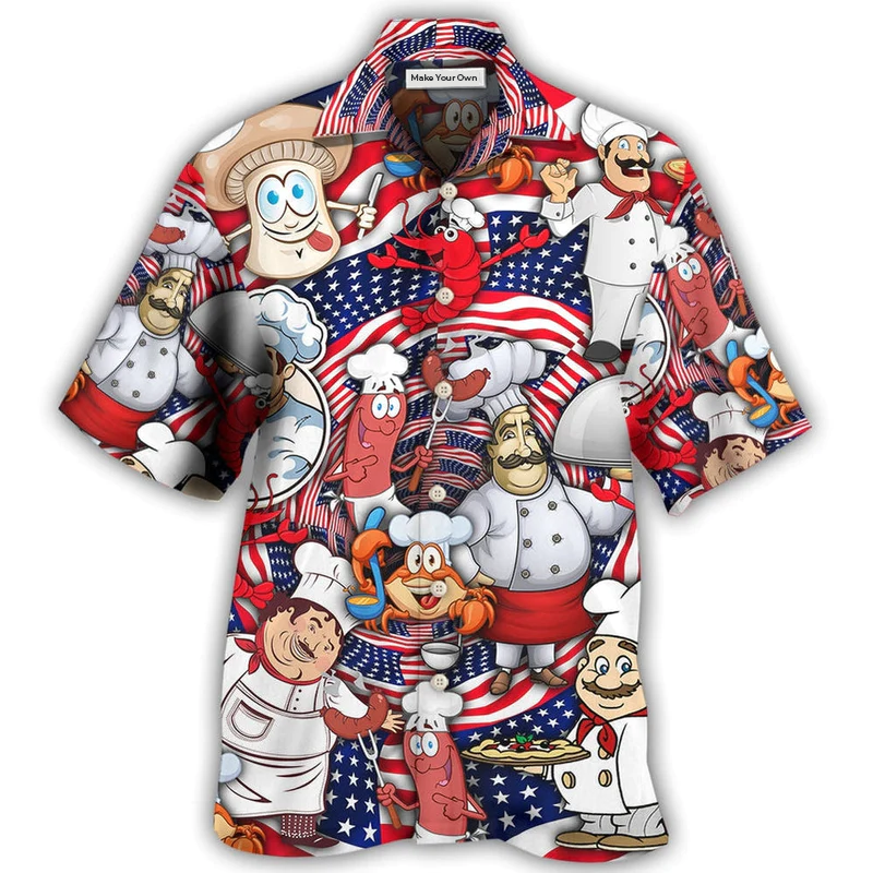 Hawaiian Shirt / Adults / S Chef Independence Day American Having Fun - Hawaiian Shirt - Reefox
