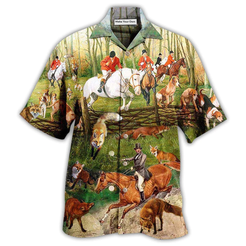 Hawaiian Shirt / Adults / S Fox Hunting Weekend Forecast 100 Chanceof - Hawaiian Shirt - Reefox