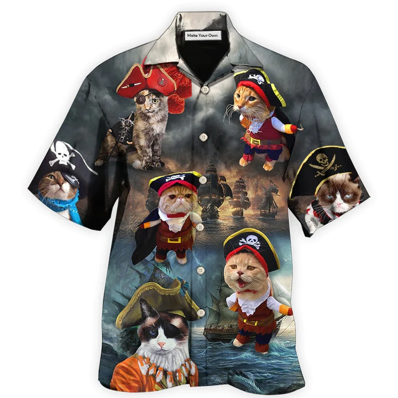 Hawaiian Shirt / Adults / S Cat Pirate Cute Style - Hawaiian Shirt - Reefox