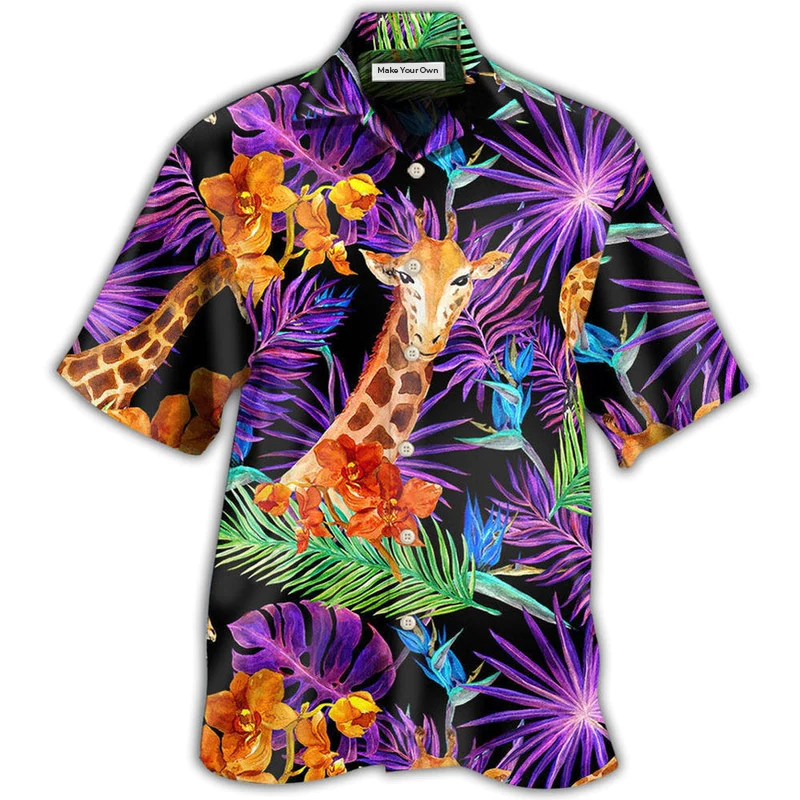 Hawaiian Shirt / Adults / S Giraffe Tropical Leaf - Hawaiian Shirt - Reefox