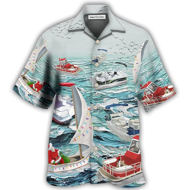 Hawaiian Shirt / Adults / S Pontoon Sailing To Christmas - Hawaiian Shirt - Reefox