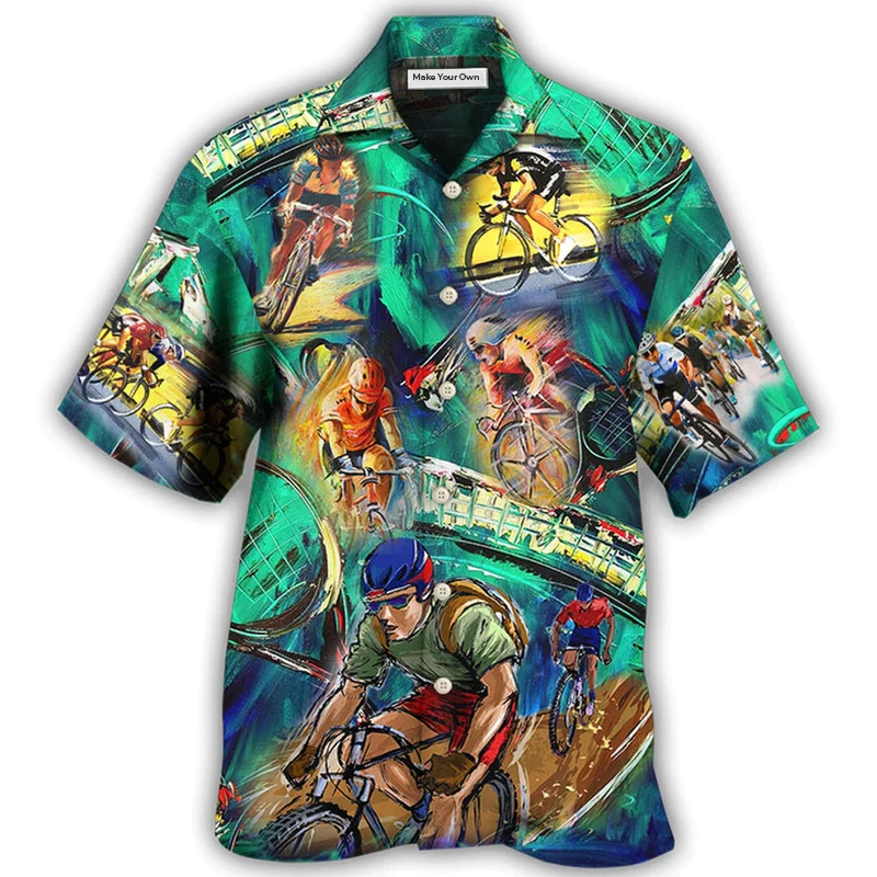 Hawaiian Shirt / Adults / S Cycling And Tennis Lover Abstract Painting - Hawaiian Shirt - Reefox