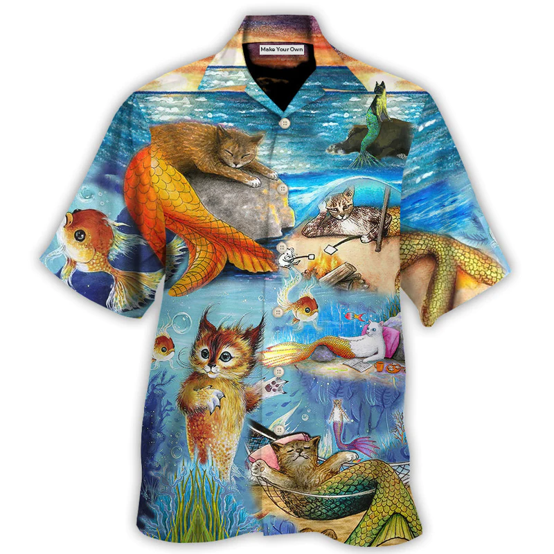 Cat Mermaid Off Sleeping - Hawaiian Shirt