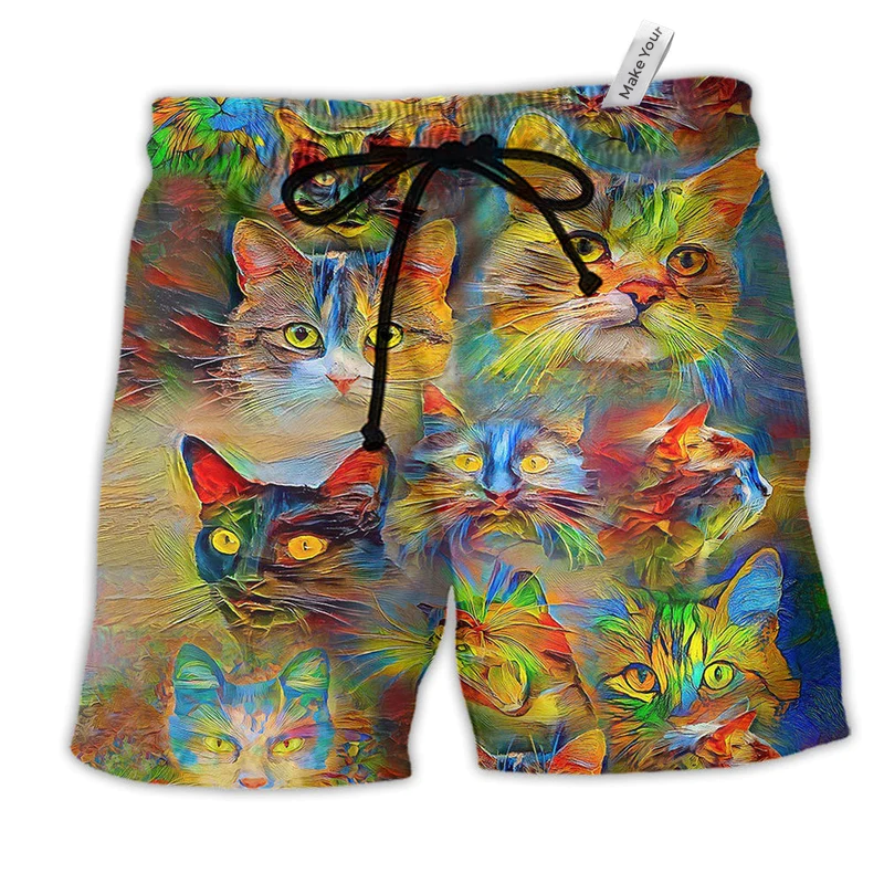 Beach Short / Adults / S Cat Lovely Amazing Cats - Beach Short Reefox - Owls Matrix LTD