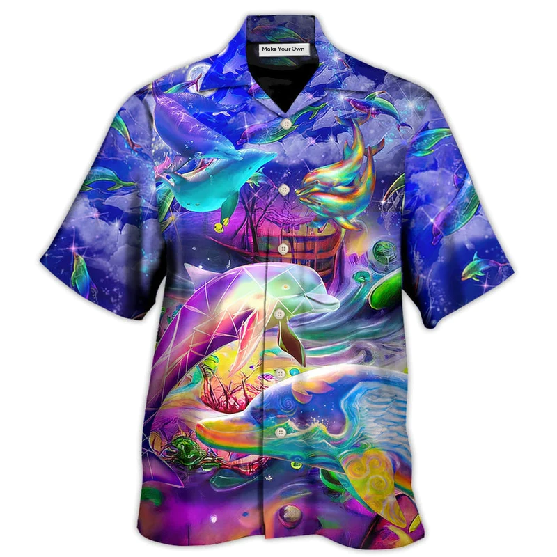 Hawaiian Shirt / Adults / S Dolphin Rainbow Jumping Into New World - Hawaiian Shirt - Reefox