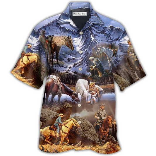 Hawaiian Shirt / Adults / S Cowboy Snow Mountain At Sunset - Hawaiian Shirt - Reefox