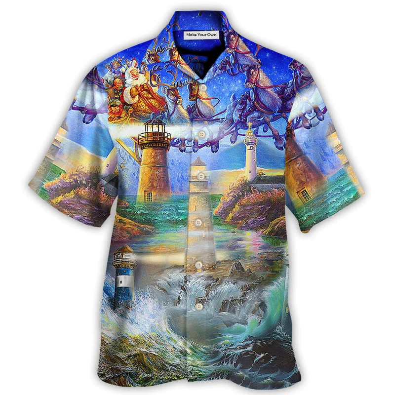 Hawaiian Shirt / Adults / S Lighthouse Christmas Shine Your Light In Storm And Darkness - Hawaiian Shirt - Reefox