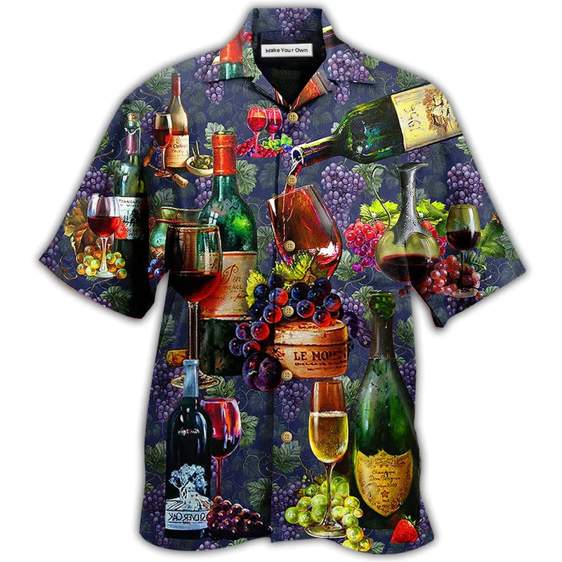 Hawaiian Shirt / Adults / S Wine Life Is Better With A Glass Of Wine Grape - Hawaiian Shirt - Reefox