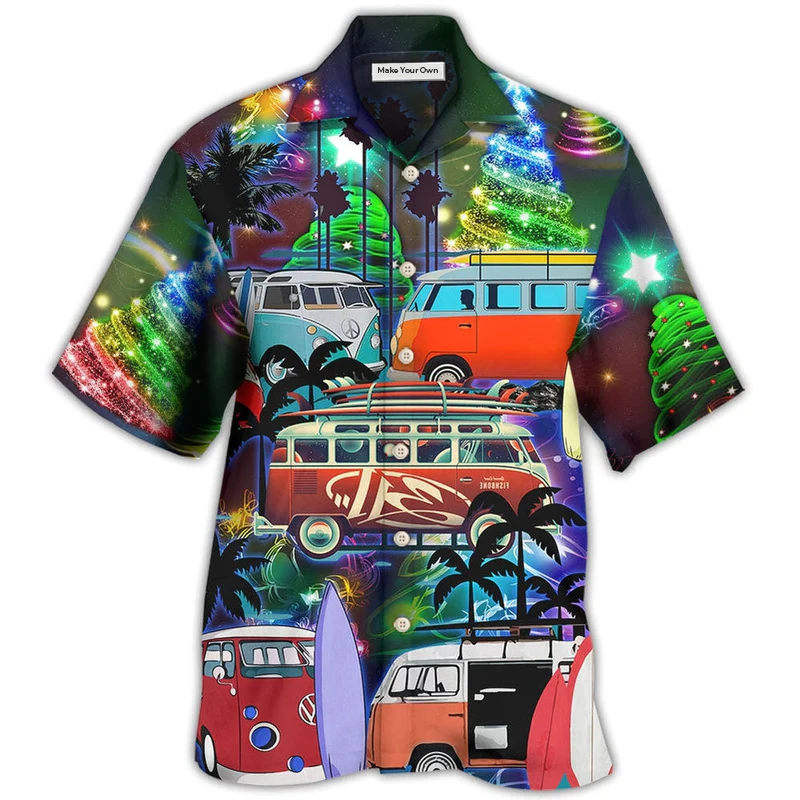Hawaiian Shirt / Adults / S Camping Van Merry Christmas Happy Night - Hawaiian Shirt - Reefox