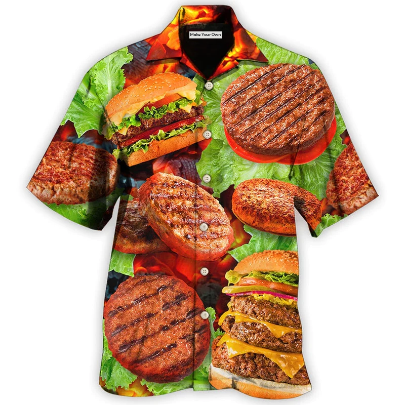 Hawaiian Shirt / Adults / S BBQ Hamburger Patties BBQ Style - Hawaiian Shirt - Reefox