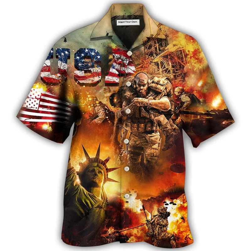 Hawaiian Shirt / Adults / S Veteran America Independence Day Veteran USA - Hawaiian Shirt - Reefox