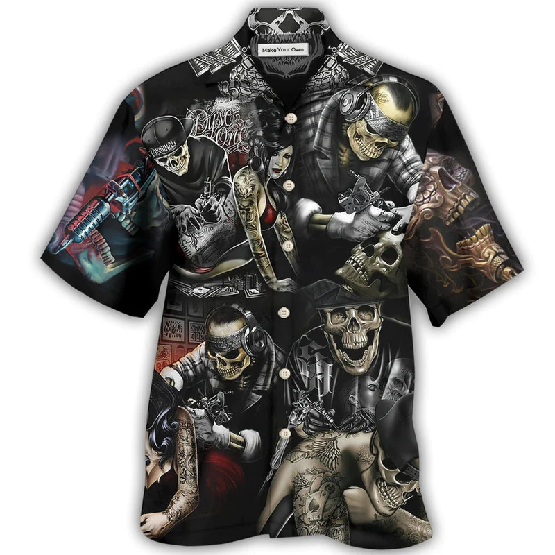 Hawaiian Shirt / Adults / S Tattoo Skull Cool - Hawaiian Shirt - Reefox