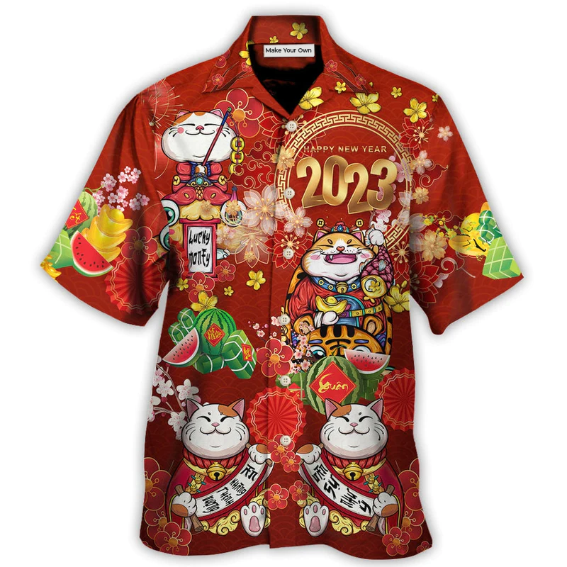 Tet Holiday Cat Happy New Year 2023 - Hawaiian Shirt - Reefox