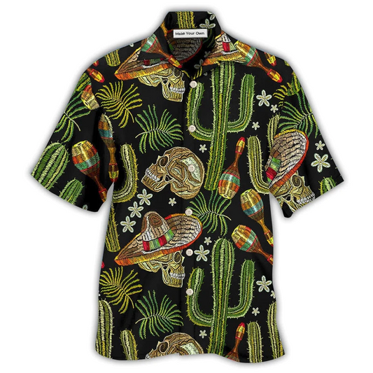 Hawaiian Shirt / Adults / S Skull Mexican Skull Black Style - Hawaiian Shirt - Reefox
