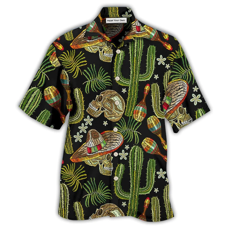 Hawaiian Shirt / Adults / S Skull Mexican Skull Black Style - Hawaiian Shirt - Reefox
