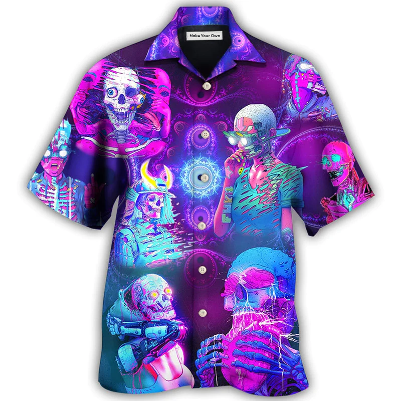 Skull Psychic Skull Face Future Style With Purple - Hawaiian Shirt - Reefox