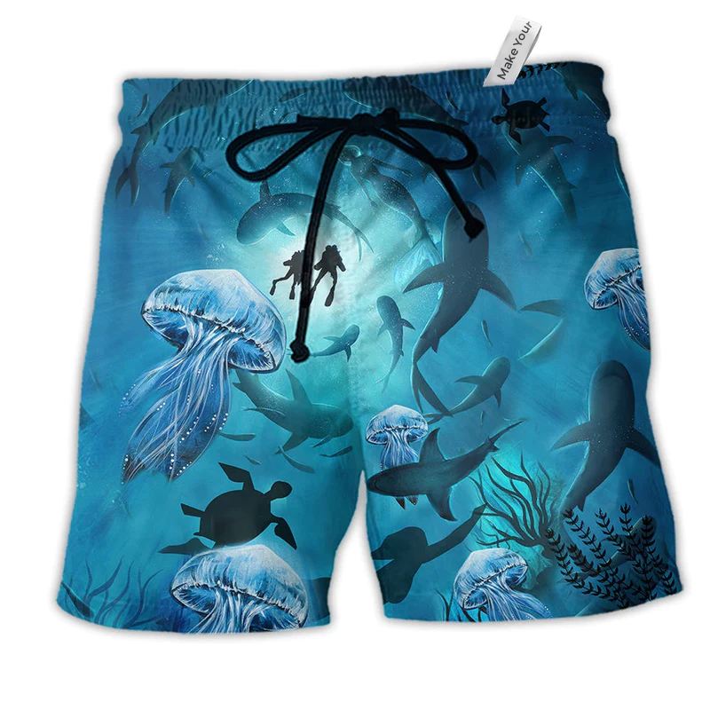 Beach Short / Adults / S Ocean Marine Biology Into The Sea Diving - Beach Short Reefox - Owls Matrix LTD
